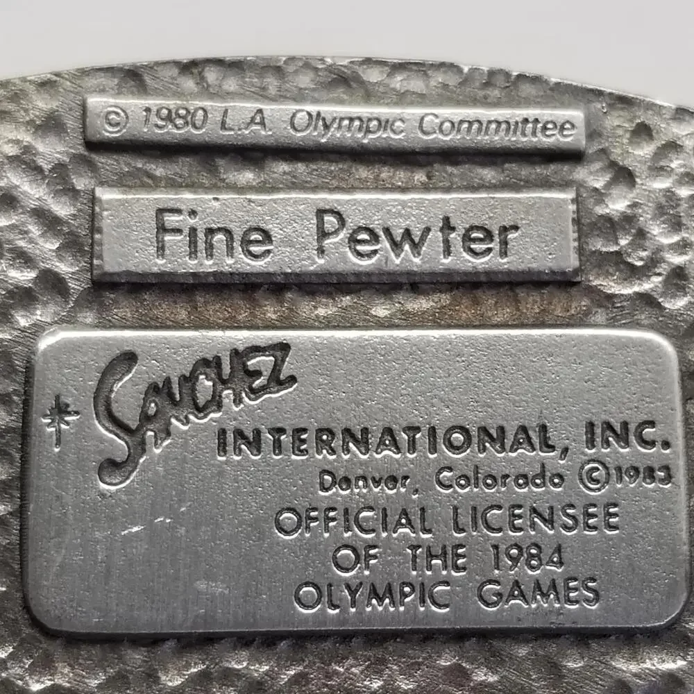 Belt Buckle 1980 Fine Pewter Los Angeles 1984 Olympics‎ Gymnastics Pommel Horse